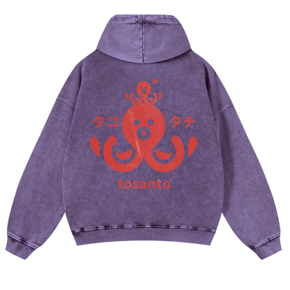 Octopus Vintage Washed Cotton Back Art Hoodie