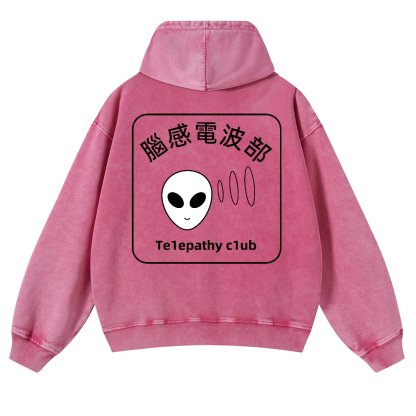 Telepathy Club Vintage Washed Cotton Back Art Hoodie