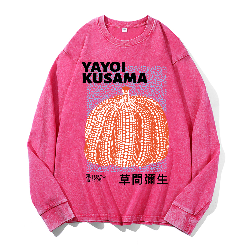 Yayoi Kusama Pumpkin Vintage Cotton Wash Crewneck Sweatshirt