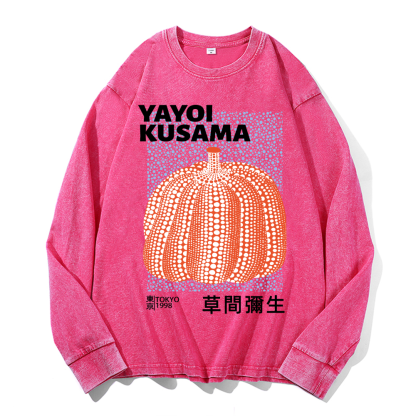 Yayoi Kusama Pumpkin Vintage Cotton Wash Crewneck Sweatshirt