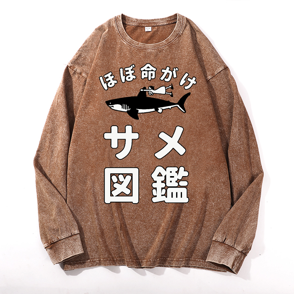 Shark Girl Vintage Cotton Wash Crewneck Sweatshirt