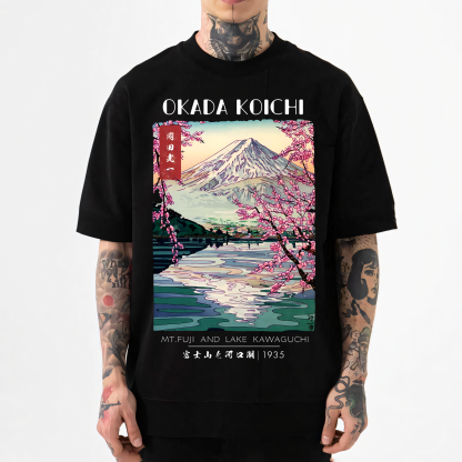 Fuji Mountain Ukiyoe Japanese Style Classic Tee