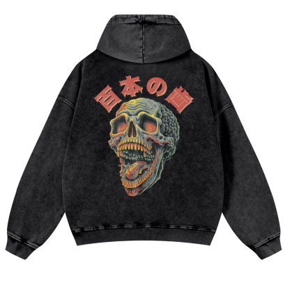 Skull Vintage Washed Cotton Back Art Hoodie