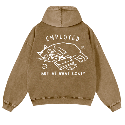 Cat Vintage Washed Cotton Back Art Hoodie