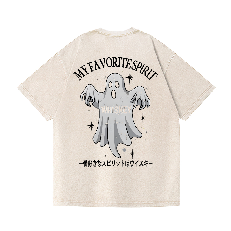 Whiskey Vintage Wash Japanese Design Back Art T-Shirt