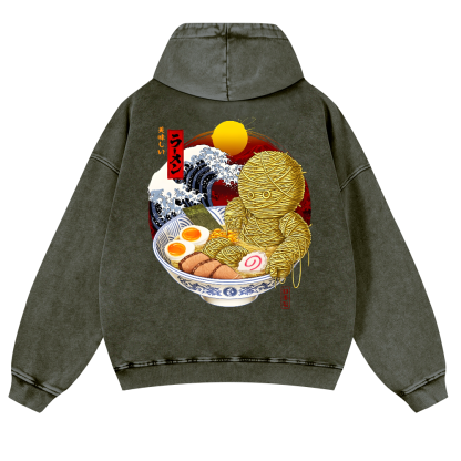 Ramen Yummy Vintage Washed Cotton Back Art Hoodie