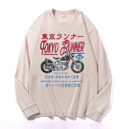 Tokyo Kawasaki S40 Repair Vintage Cotton Wash Crewneck Sweatshirt