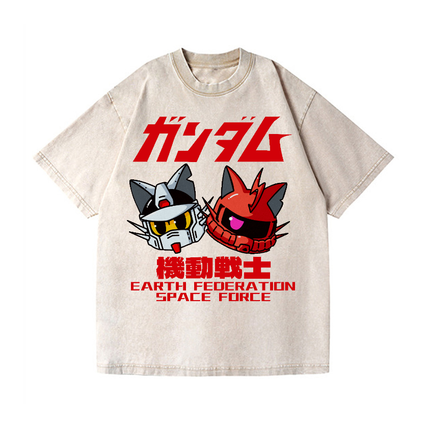 Earth Federation Forces Vintage Wash Japanese Design T-Shirt