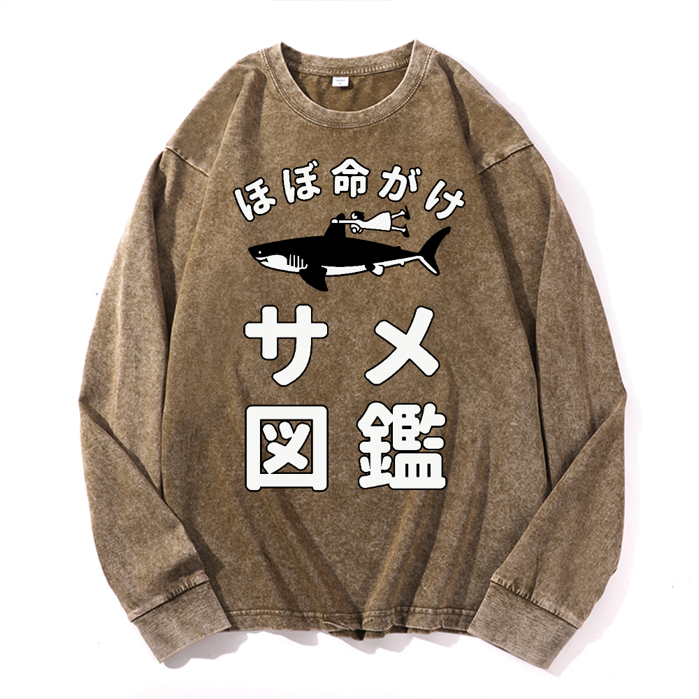 Shark Girl Vintage Cotton Wash Crewneck Sweatshirt