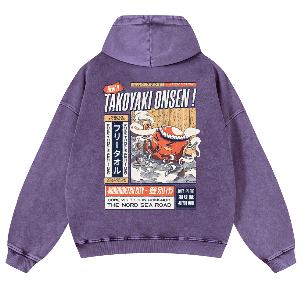 Octopus Vintage Washed Cotton Back Art Hoodie