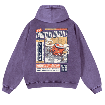 Octopus Vintage Washed Cotton Back Art Hoodie