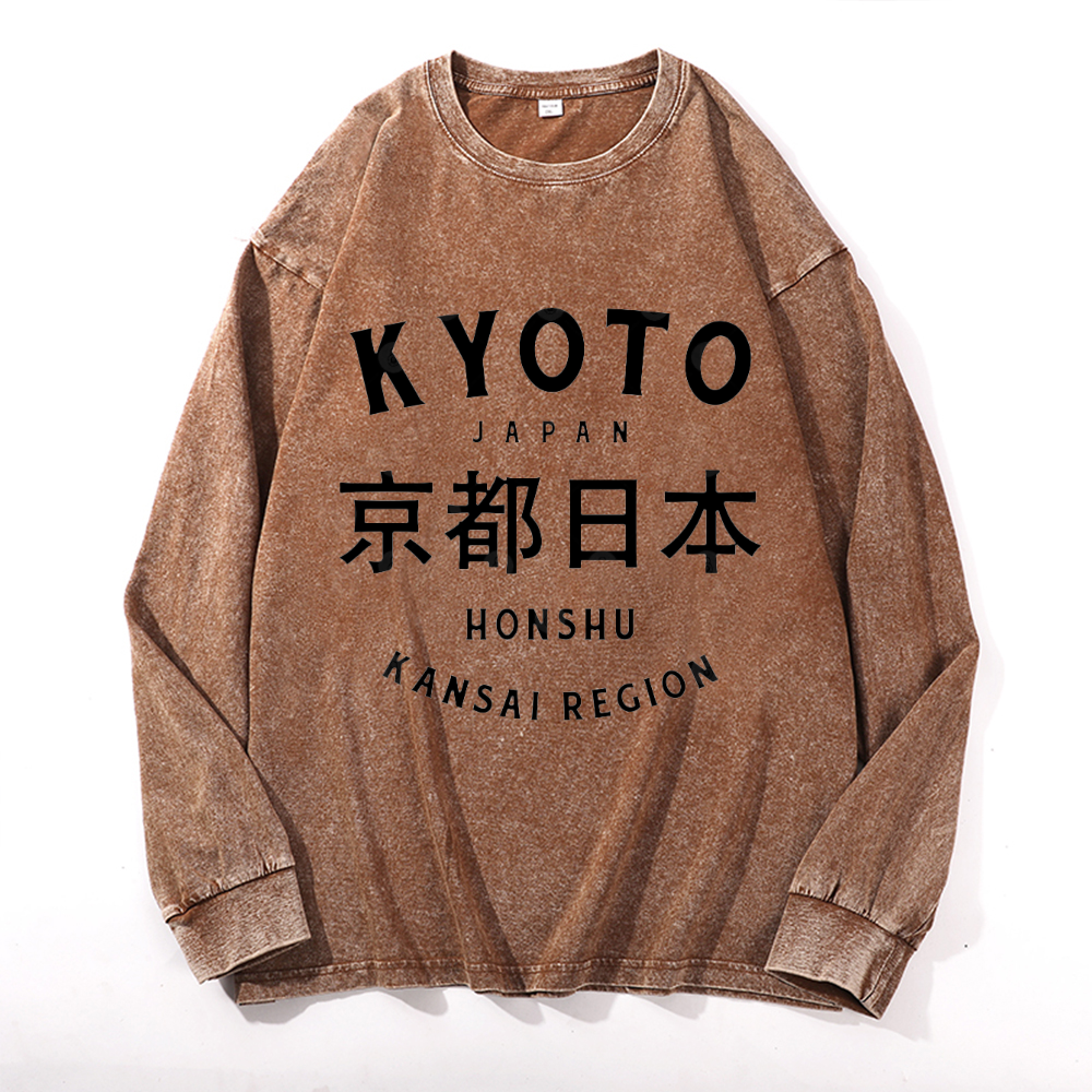 Kyoto Japan Vintage Cotton Wash Crewneck Sweatshirt