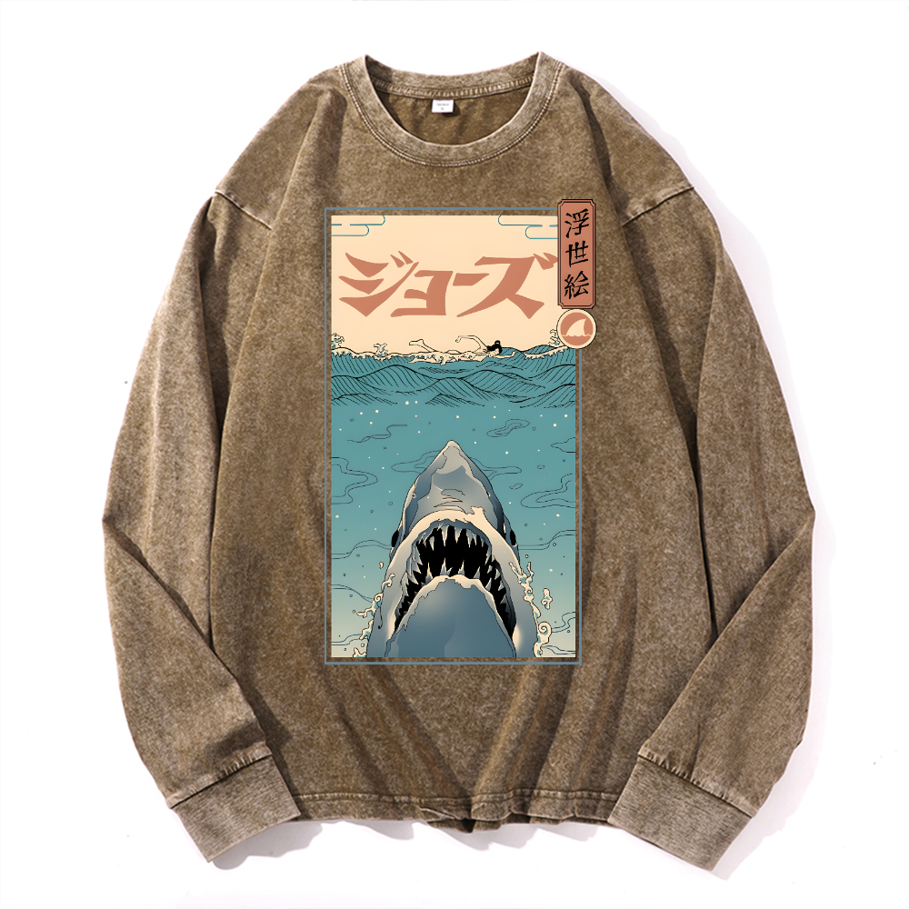 Jaws Vintage Cotton Wash Crewneck Sweatshirt
