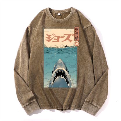 Jaws Vintage Cotton Wash Crewneck Sweatshirt