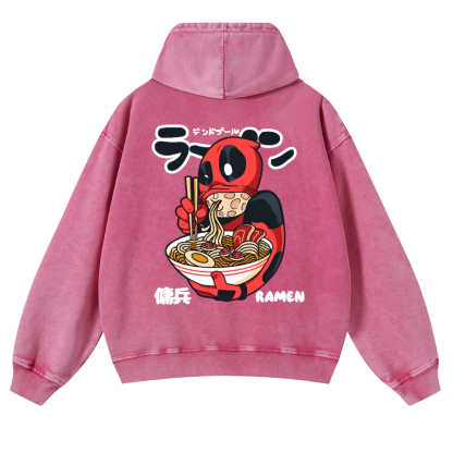 Ramen Hero Vintage Washed Cotton Back Art Hoodie