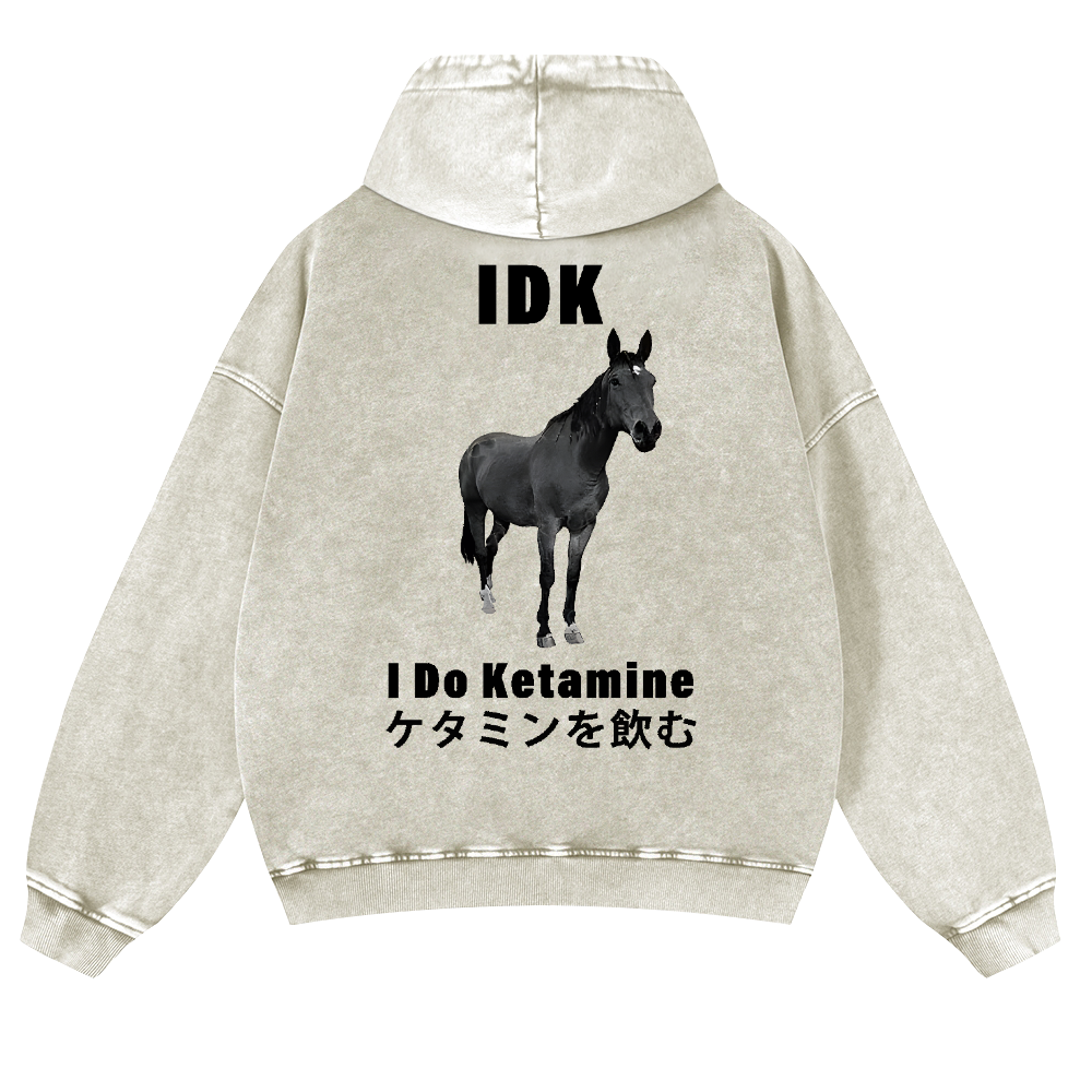 I Do Ketamine Horse Vintage Washed Cotton Back Art Hoodie