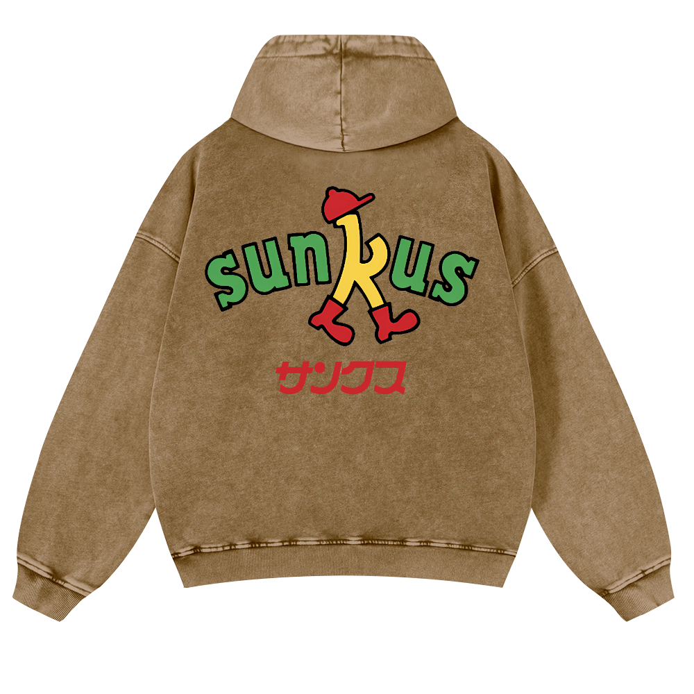Circle K Sunkus Vintage Washed Cotton Back Art Hoodie