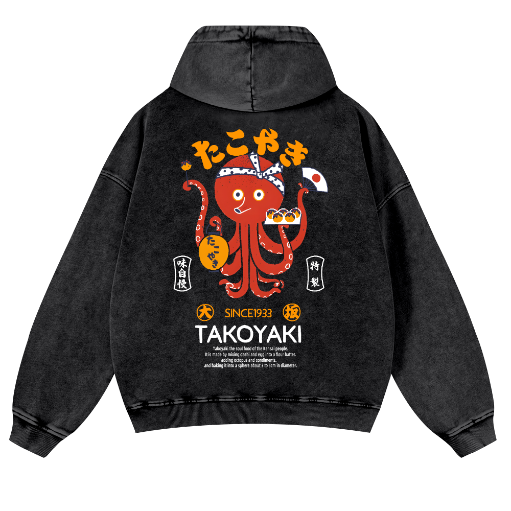 Takoyaki Octopus Vintage Washed Cotton Back Art Hoodie