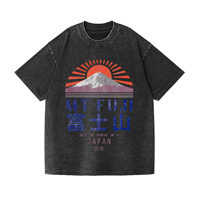 Mount Fuji Vintage Wash Japanese Design T-Shirt