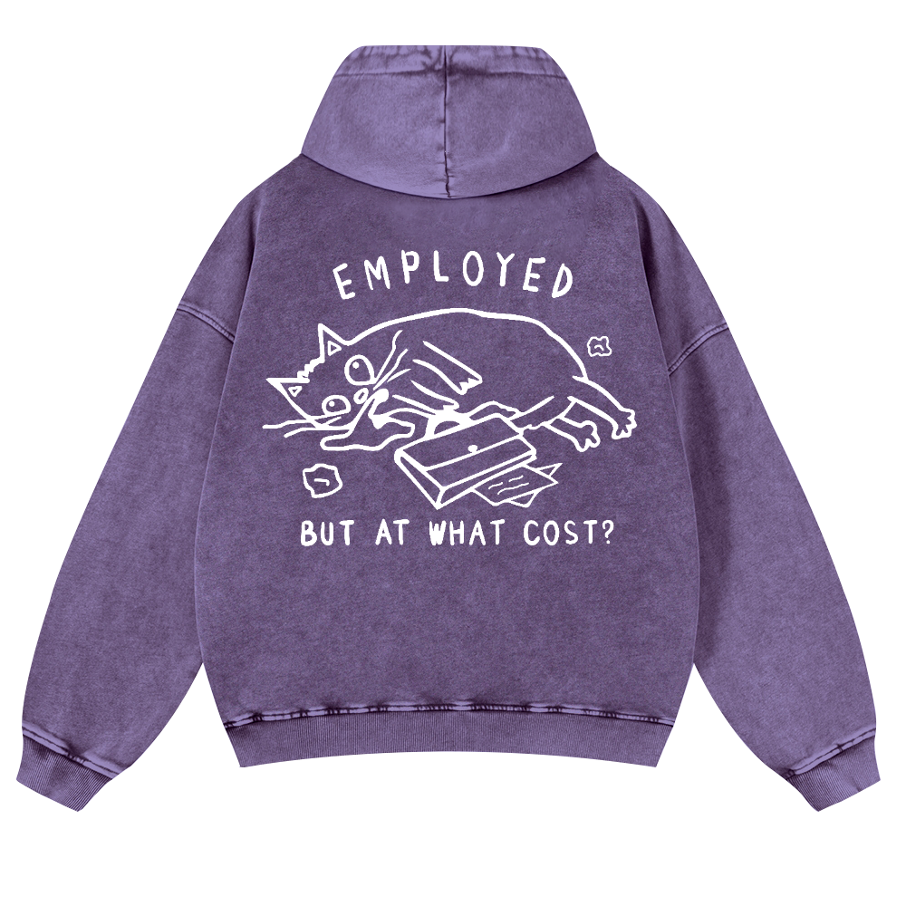 Cat Vintage Washed Cotton Back Art Hoodie