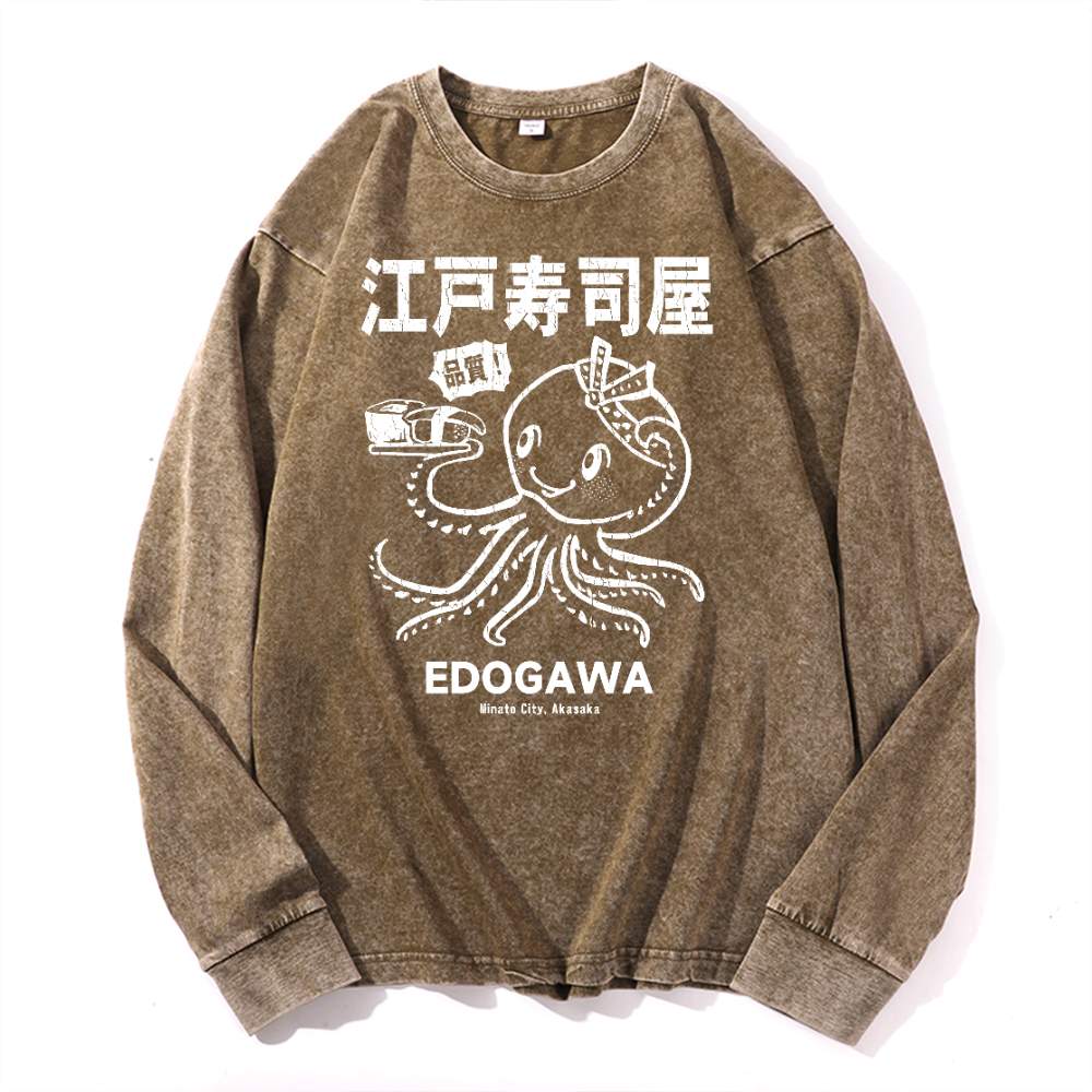 Edogawa Vintage Cotton Wash Crewneck Sweatshirt