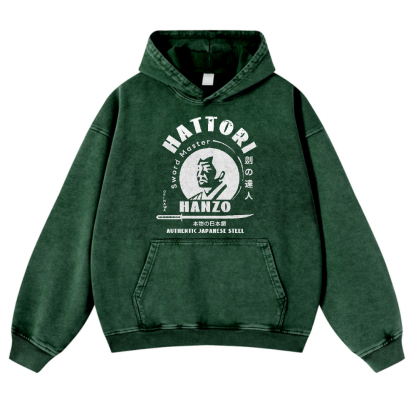 Okinawa Hattori Hanzo Vintage Washed Thick Cotton Hoodie