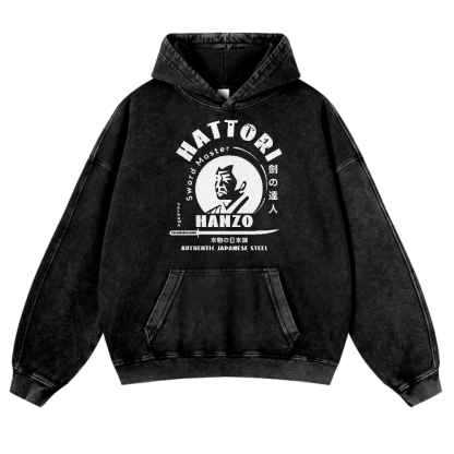 Okinawa Hattori Hanzo Vintage Washed Thick Cotton Hoodie