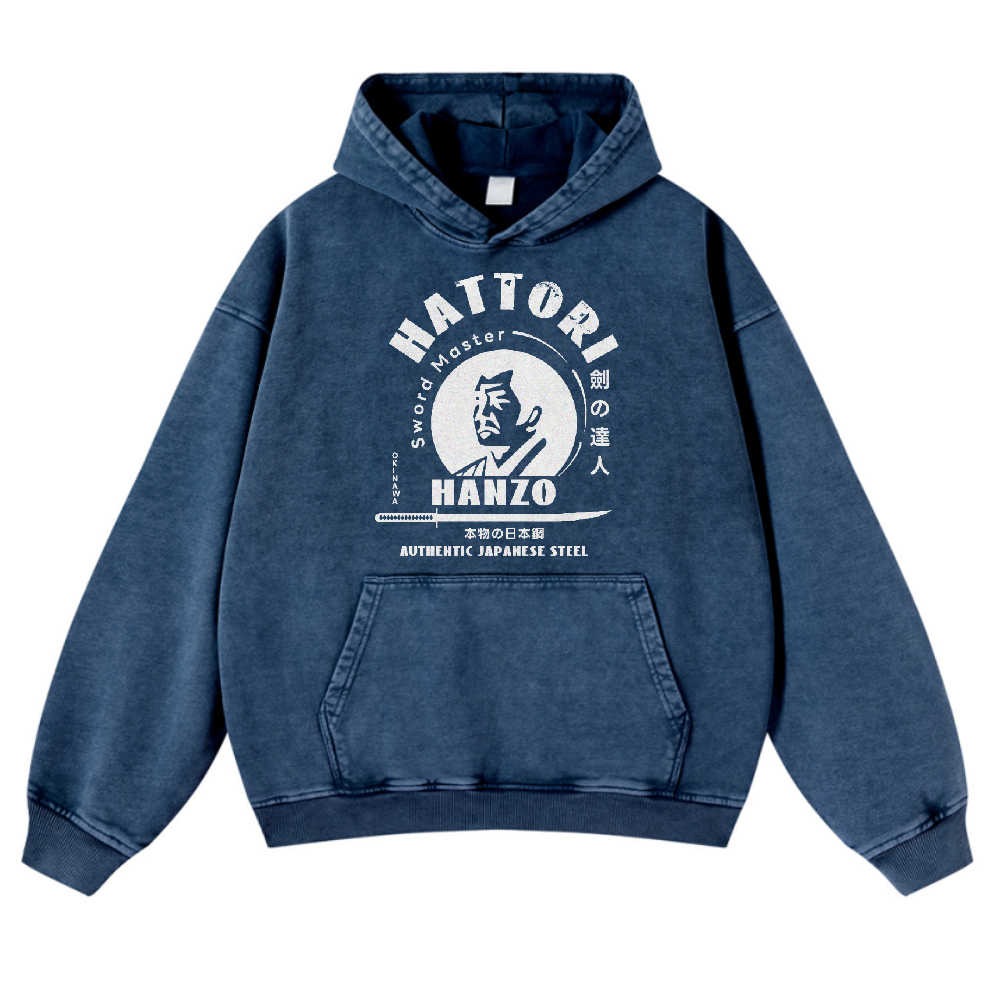 Okinawa Hattori Hanzo Vintage Washed Thick Cotton Hoodie