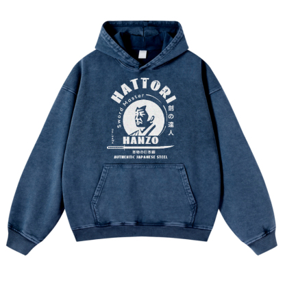 Okinawa Hattori Hanzo Vintage Washed Thick Cotton Hoodie