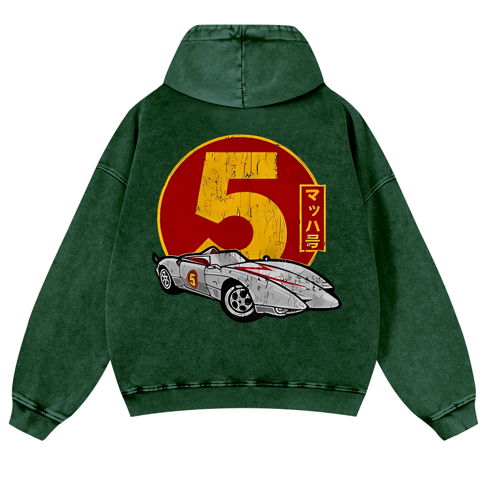Mach 5 Vintage Washed Cotton Back Art Hoodie