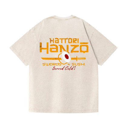 Katana Vintage Wash Japanese Design Back Art T-Shirt