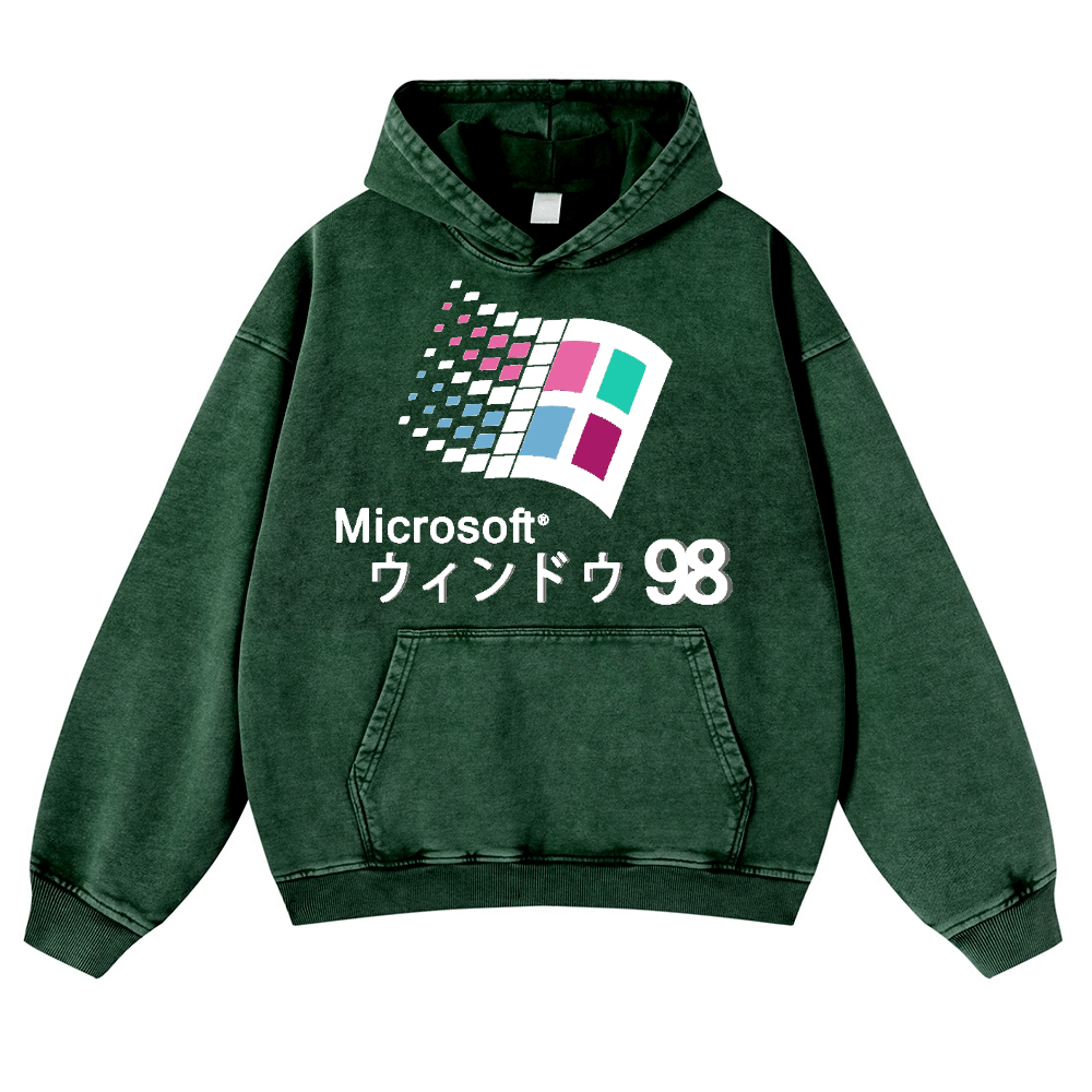 Microsoft Windows 98 Vintage Washed Thick Cotton Hoodie