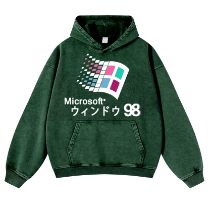 Microsoft Windows 98 Vintage Washed Thick Cotton Hoodie