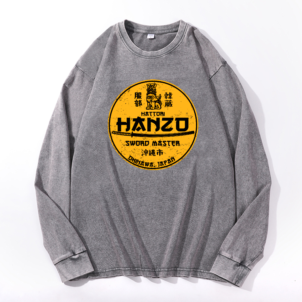 Okinawa Hattori Hanzo Komainu Vintage Cotton Wash Crewneck Sweatshirt