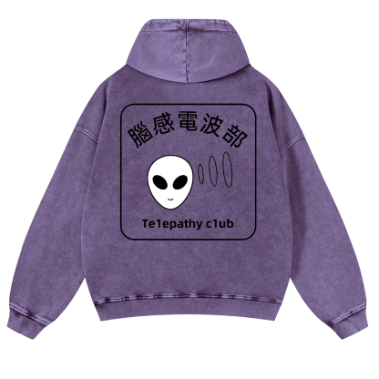 Telepathy Club Vintage Washed Cotton Back Art Hoodie