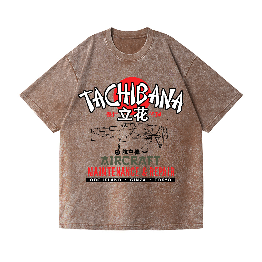 Tachibana Aircraft Vintage Wash Japanese Design T-Shirt
