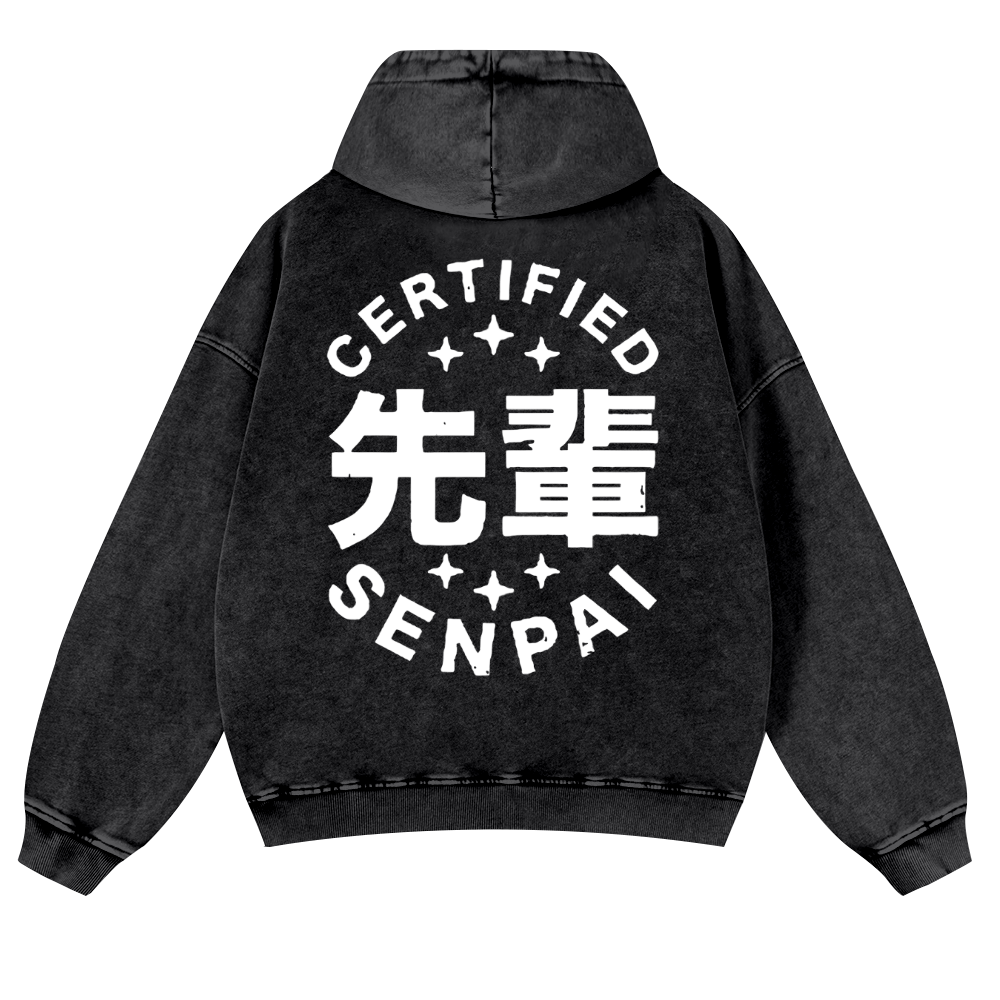 Certified Senpai Vintage Washed Cotton Back Art Hoodie