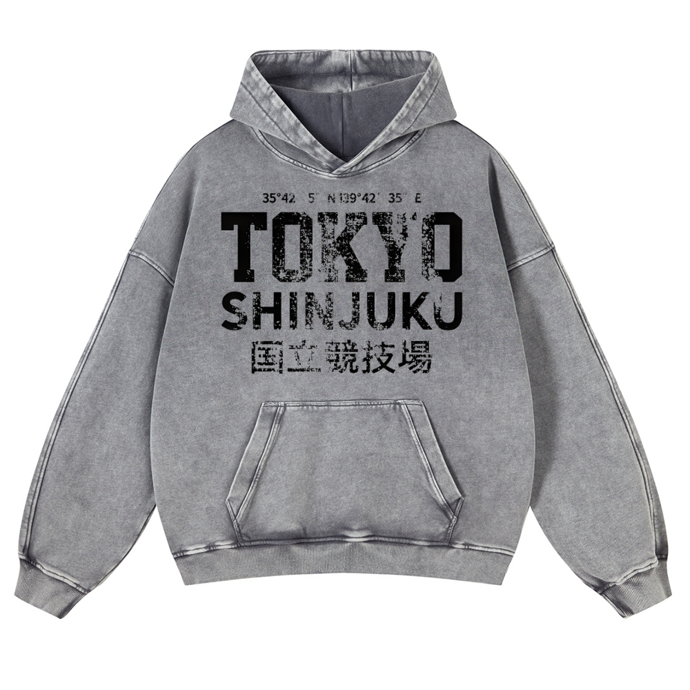 Tokyo Shinjuku intage Washed Thick Cotton Hoodie