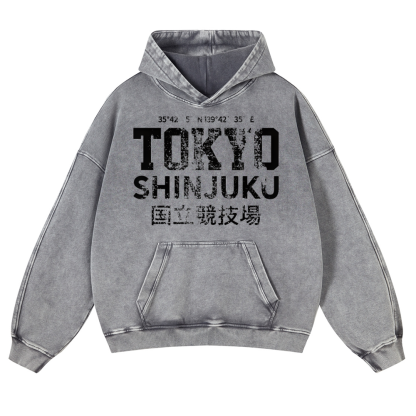 Tokyo Shinjuku intage Washed Thick Cotton Hoodie