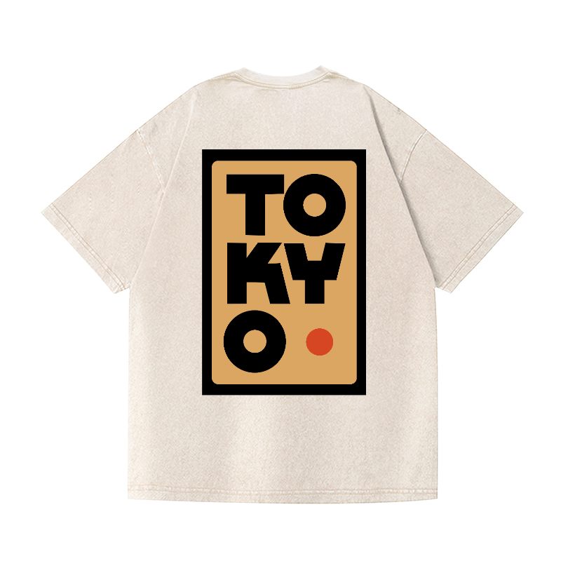 Tokyo Vintage Wash Japanese Design Back Art T-Shirt