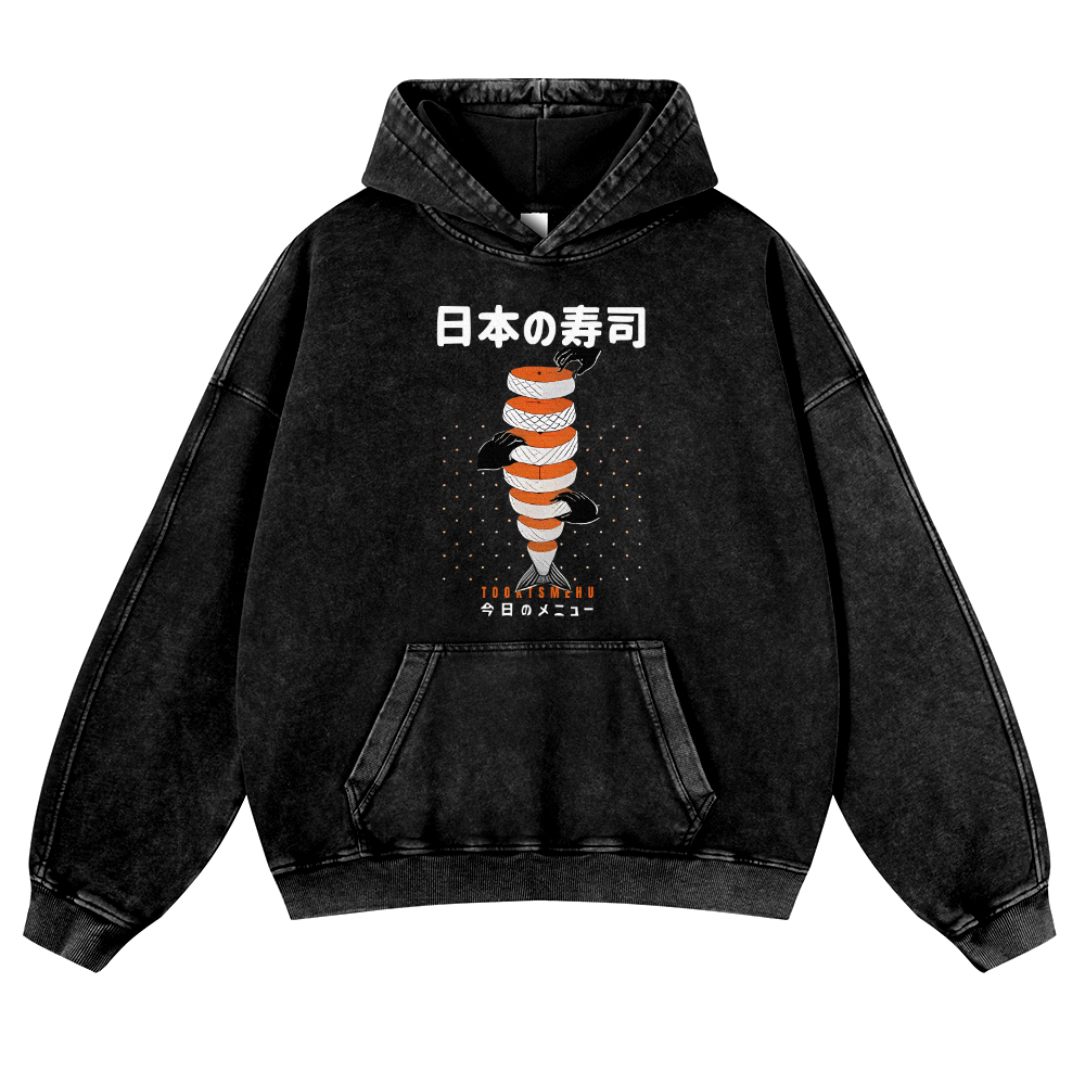 Delicious Salmon Sushi Vintage Washed Thick Cotton Hoodie