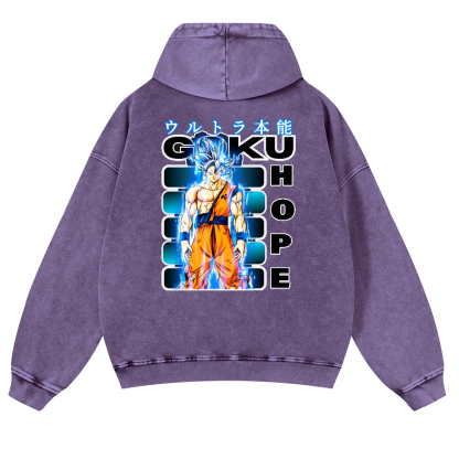 Son Goku Vintage Washed Cotton Back Art Hoodie