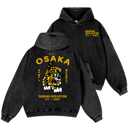 Osaka Tiger Vintage Washed Cotton Back Art Hoodie
