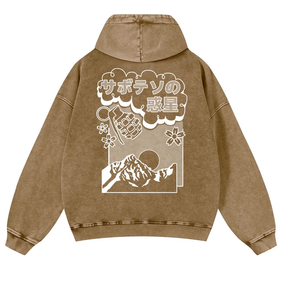 Sakura Vintage Washed Cotton Back Art Hoodie