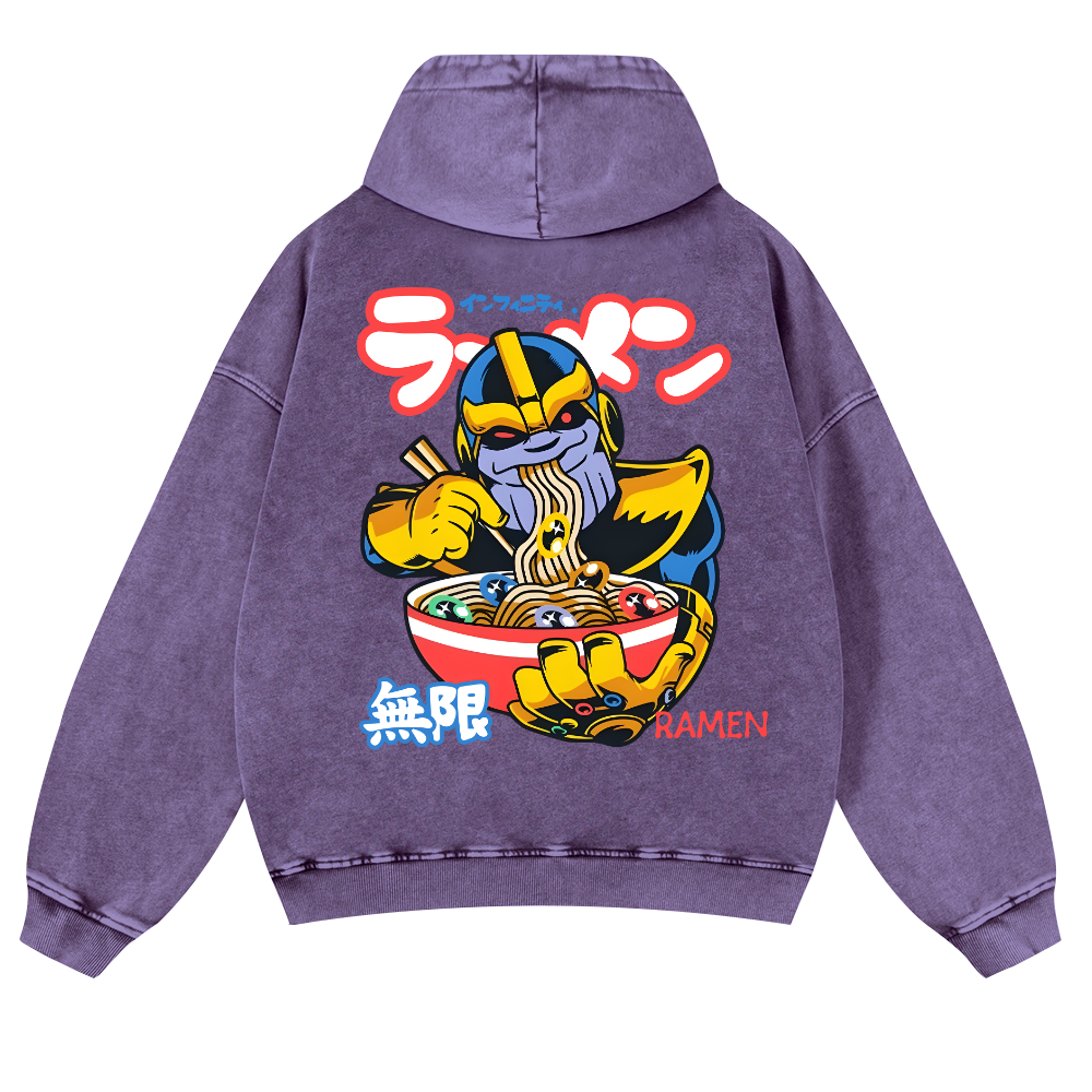Ramen Hero Vintage Washed Cotton Back Art Hoodie