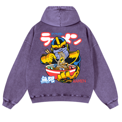 Ramen Hero Vintage Washed Cotton Back Art Hoodie