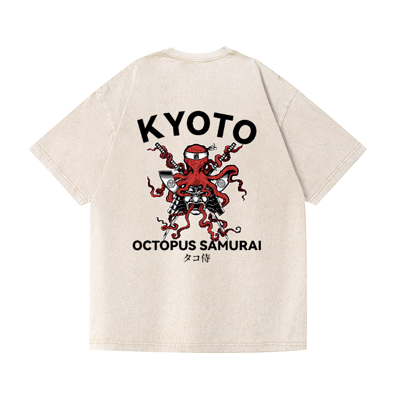 Octopus Vintage Wash Japanese Design Back Art T-Shirt
