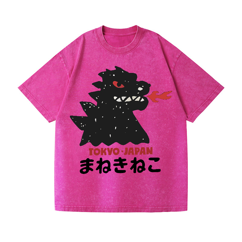 Godzilla Monster Tokyo Japan Vintage Wash Japanese Design T-Shirt