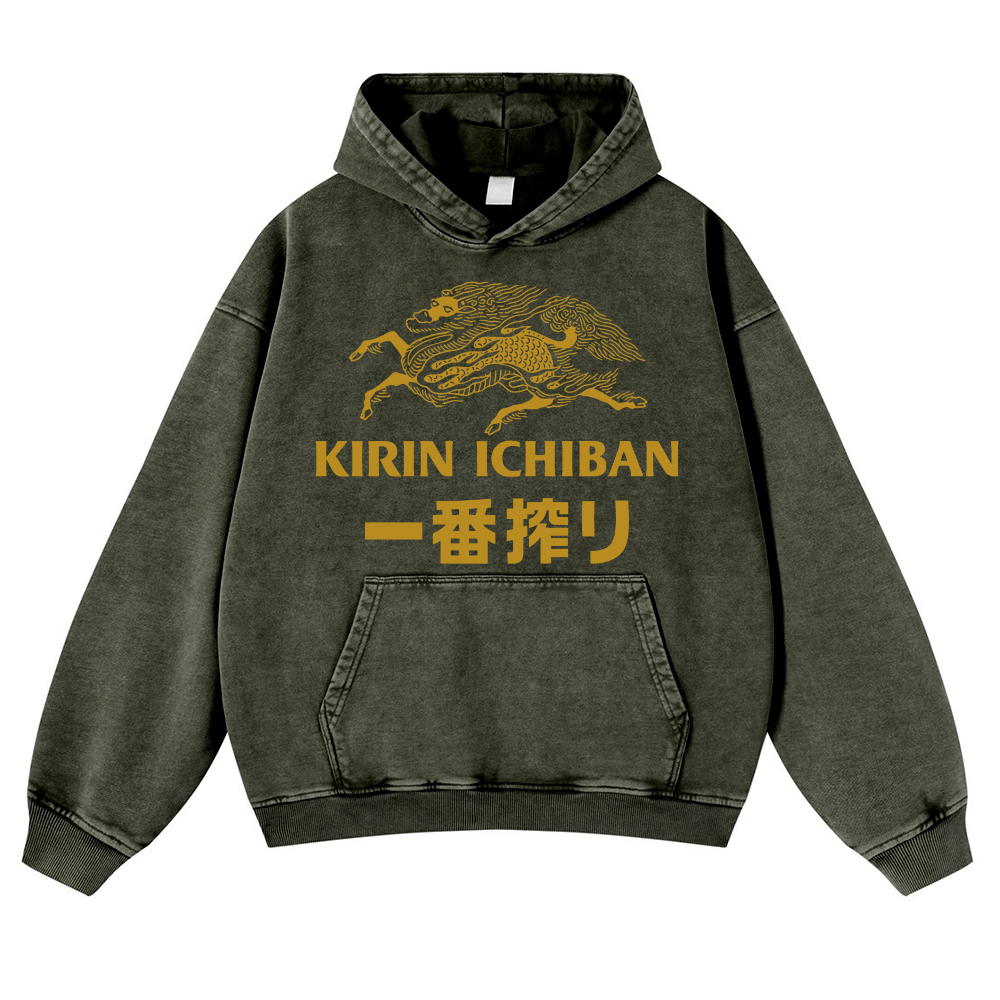 Kirin Brewery Vintage Washed Thick Cotton Hoodie