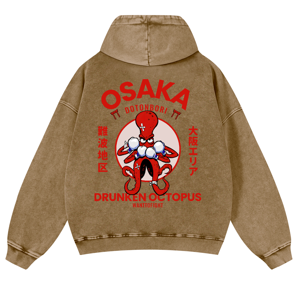 Osaka Drunken Vintage Washed Cotton Back Art Hoodie